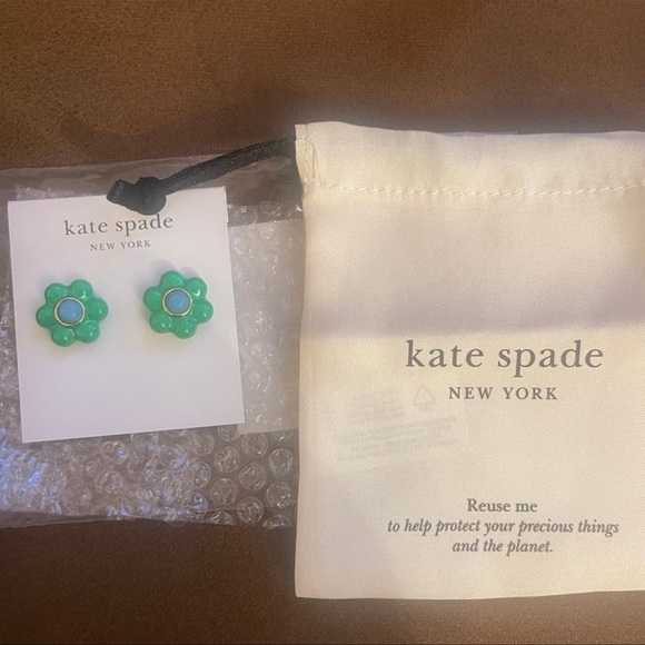 Kate Spade Green Floral Stud Earrings